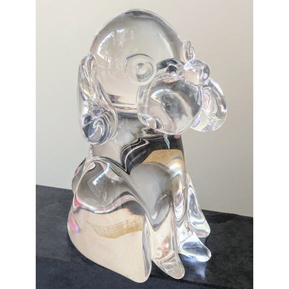 Murano Style Art Glass Beagle Snoopy Dog Paperweight Figurine Clear Solid Heavy - Picture 5 of 10